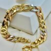 18k Gold Curb Bracelet, 12mm, 8 inches, Real Gold 18k Cuban link, 18k Curb, Tri-Color Gold Cable Bracelet –18k (Rose, White, Yellow).