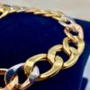 18k Gold Curb Bracelet, 12mm, 8 inches, Real Gold 18k Cuban link, 18k Curb, Tri-Color Gold Cable Bracelet –18k (Rose, White, Yellow).