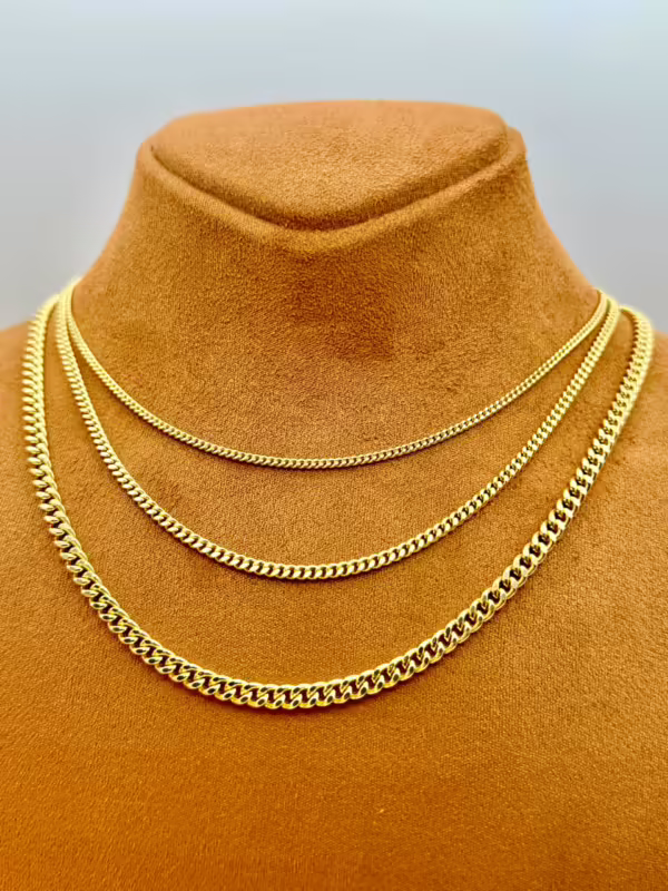 14k solid GOLD Curb Chain Necklace, 4MM, 3MM, 2MM, 14k Real Gold curb, Men and Ladies Gold Chain, 14k Gold Chain, Birthday Gift.