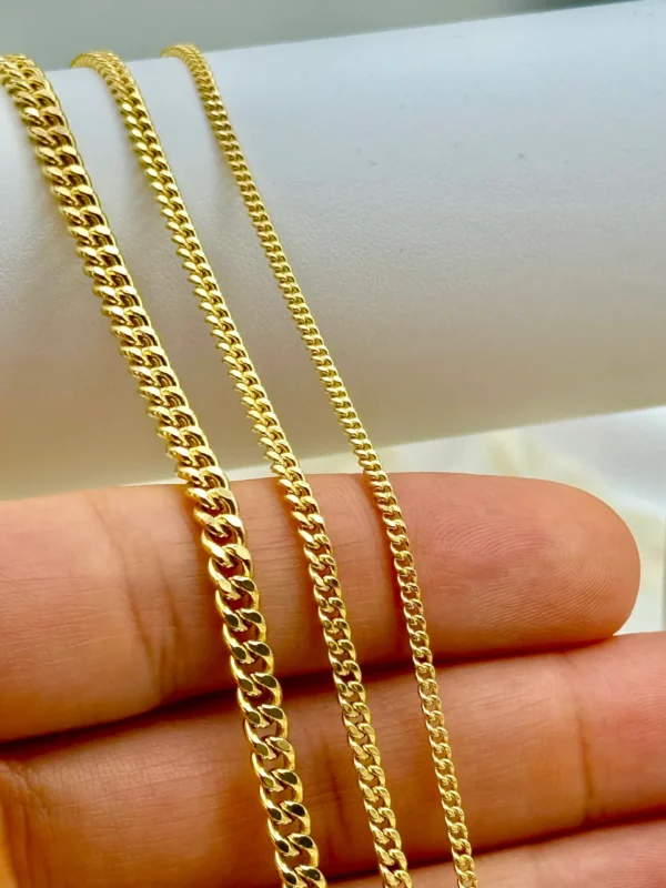 14k solid GOLD Curb Chain Necklace, 4MM, 3MM, 2MM, 14k Real Gold curb, Men and Ladies Gold Chain, 14k Gold Chain, Birthday Gift.