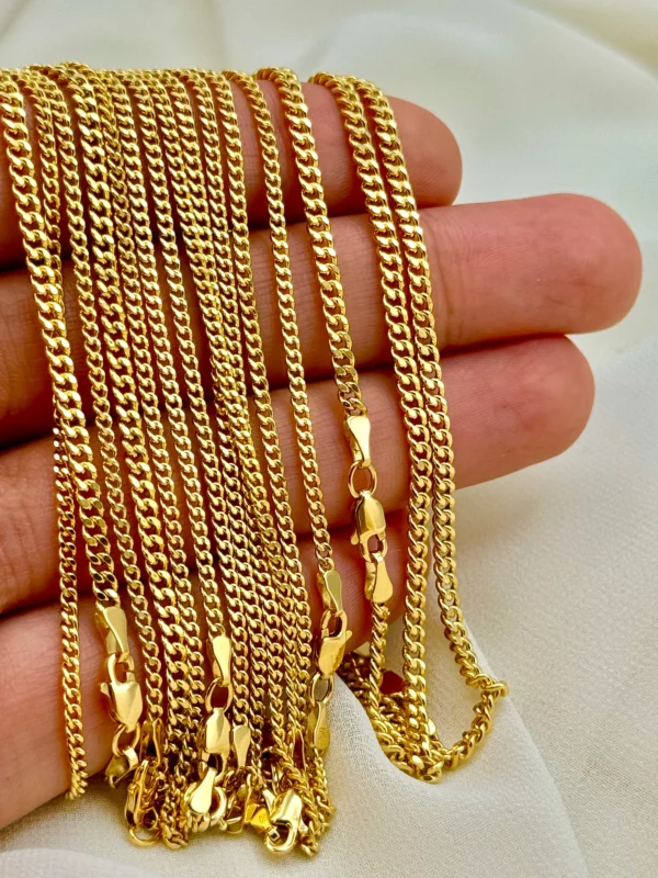 18k Solid GOLD Curb Link Chain Necklace and Bracelet, 2MM ,Real Gold Curb Chain, Ladies Gold Chain, 18k Gold Chain, For Him ,For Her.
