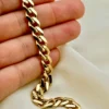 8K Gold Curb Bracelet,8.85 MM ,Cuban Chain Bracelet-18K Curb Link Bracelet for Men & Women- Real 18k Gold- 7.5"Length - Birthday Gift.