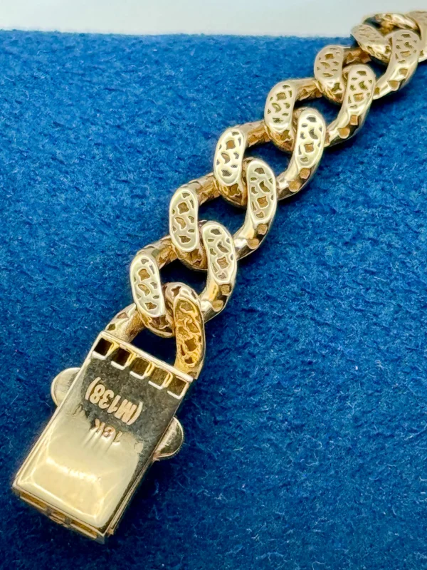 8K Gold Curb Bracelet,8.85 MM ,Cuban Chain Bracelet-18K Curb Link Bracelet for Men & Women- Real 18k Gold- 7.5"Length - Birthday Gift.