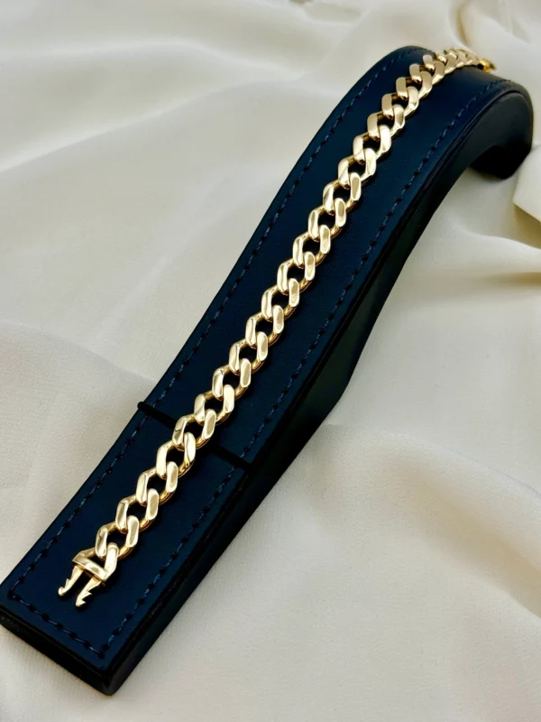 8K Gold Curb Bracelet,8.85 MM ,Cuban Chain Bracelet-18K Curb Link Bracelet for Men & Women- Real 18k Gold- 7.5"Length - Birthday Gift.