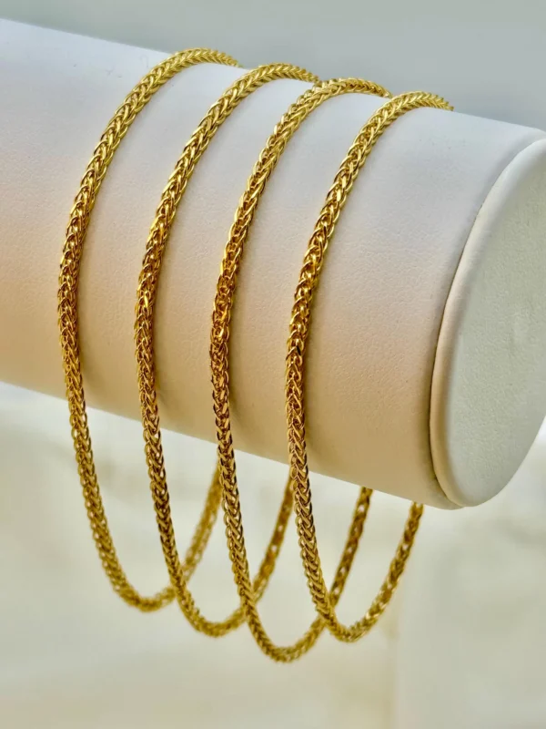 18k Real Gold Franco Bracelet, 7.5", 2 mm width, For Him, For Her, Birthday Gift, Franco bracelet, Unique Bracelet, Birthday Gift.